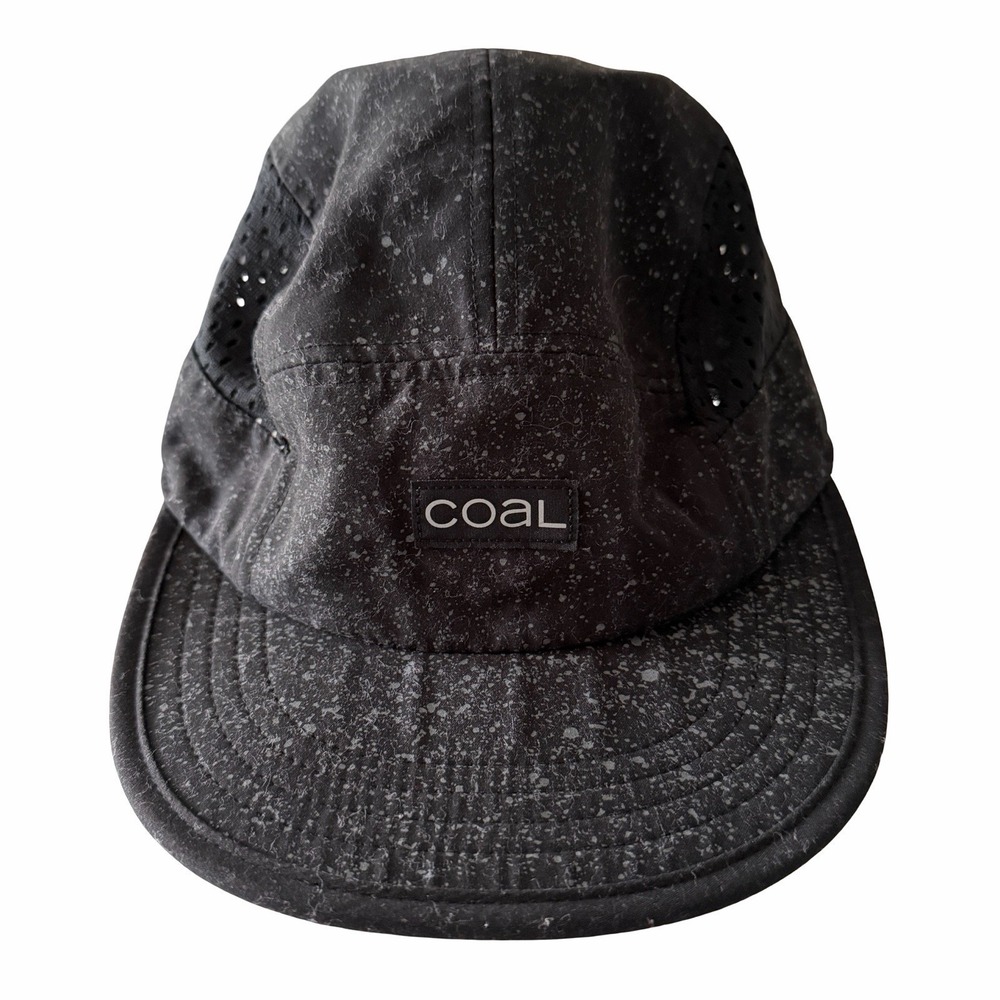 Coal Headwear Black Speckled 5 Panel Camp Cap Strapback Logo Hat OS Gorpcore